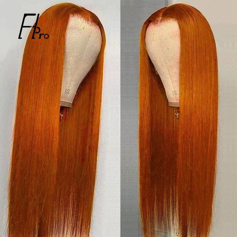 Ginger Orange Color 13×4 Lace Front Wig Straight Human Hair Wigs